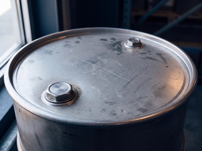 Unbranded steel drums used for bulk reactive adhesive supply